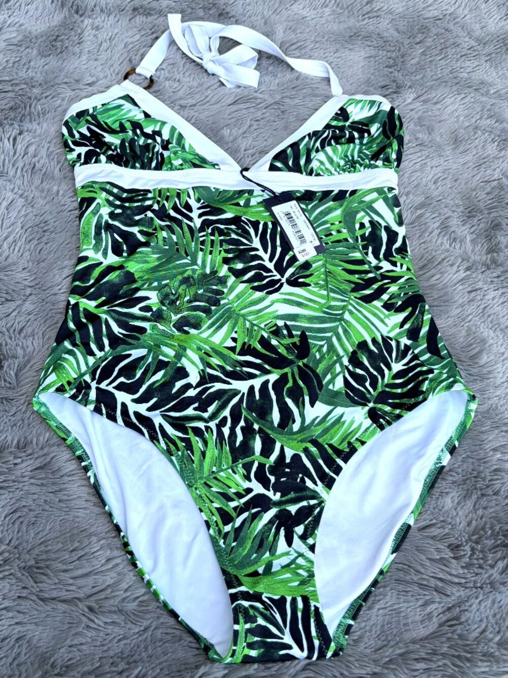NWT Vilebrequin Madrague tropical leaf one piece halter swimsuit, S